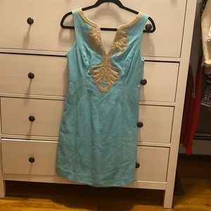 Teal and gold Lilly Pulitzer dress